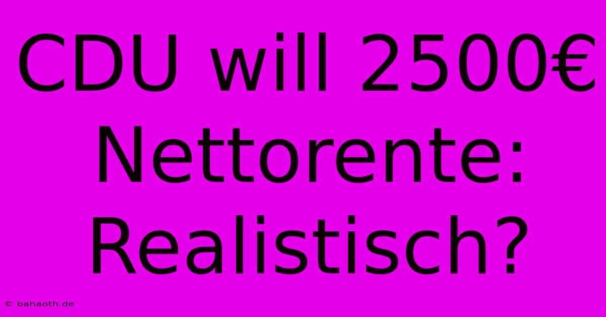 CDU Will 2500€ Nettorente: Realistisch?