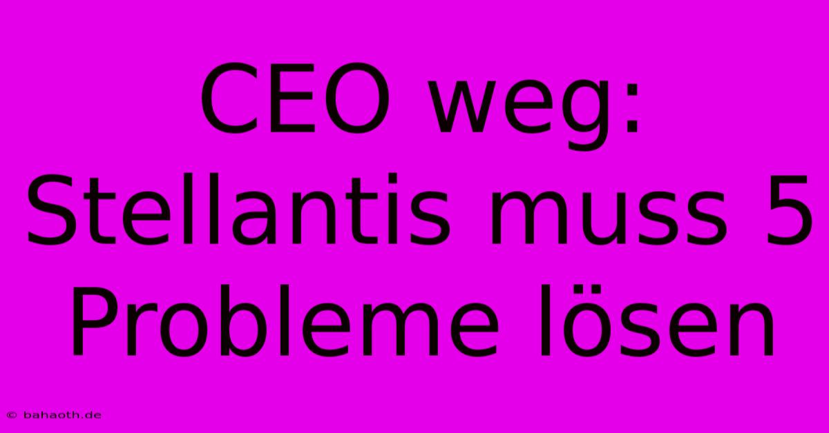 CEO Weg: Stellantis Muss 5 Probleme Lösen