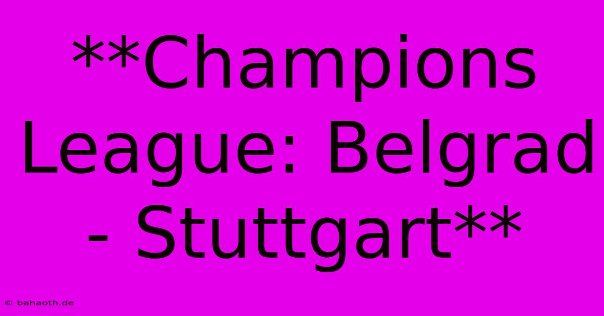 **Champions League: Belgrad - Stuttgart**