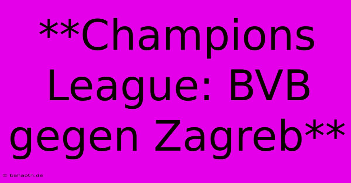 **Champions League: BVB Gegen Zagreb**