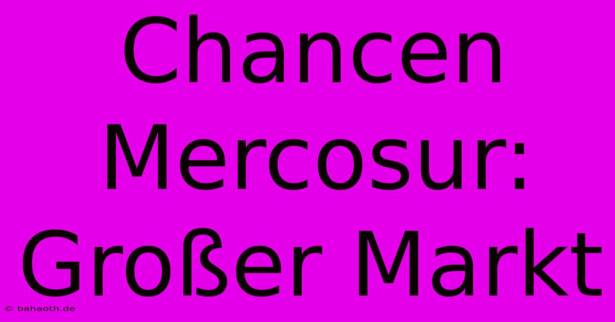 Chancen Mercosur: Großer Markt