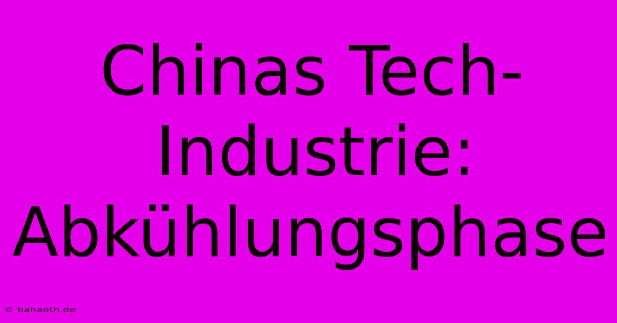 Chinas Tech-Industrie: Abkühlungsphase