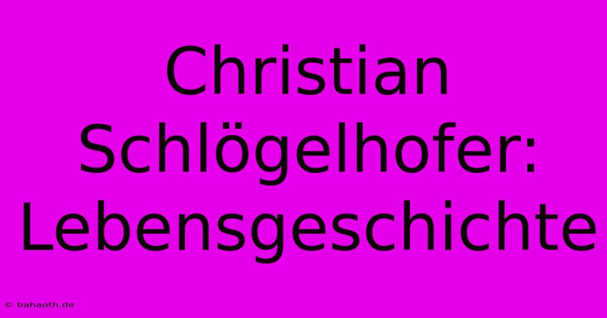 Christian Schlögelhofer:  Lebensgeschichte