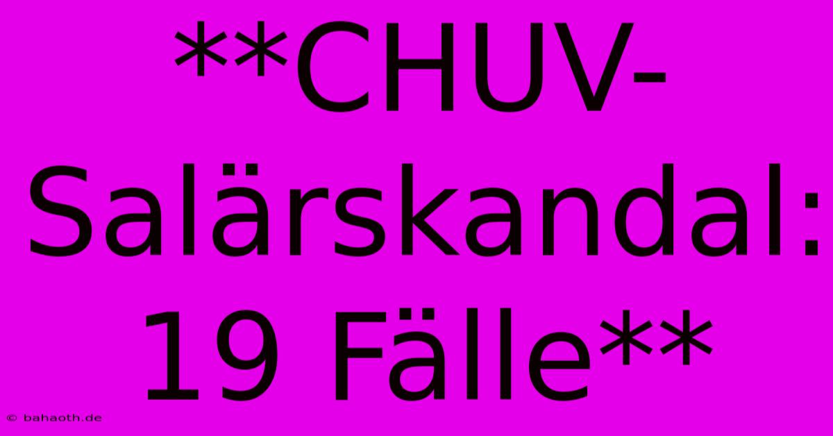 **CHUV-Salärskandal: 19 Fälle**