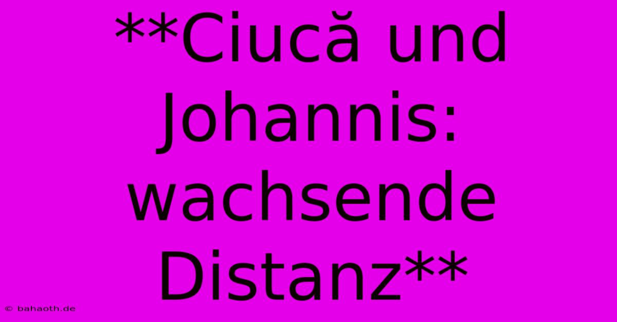 **Ciucă Und Johannis: Wachsende Distanz**