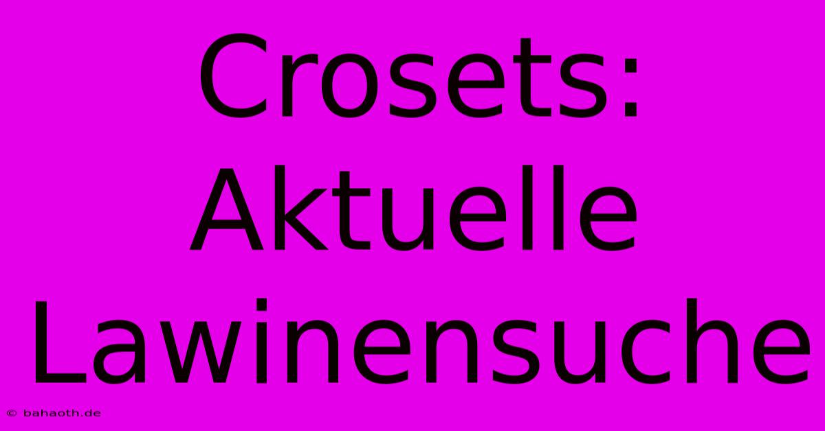 Crosets: Aktuelle Lawinensuche