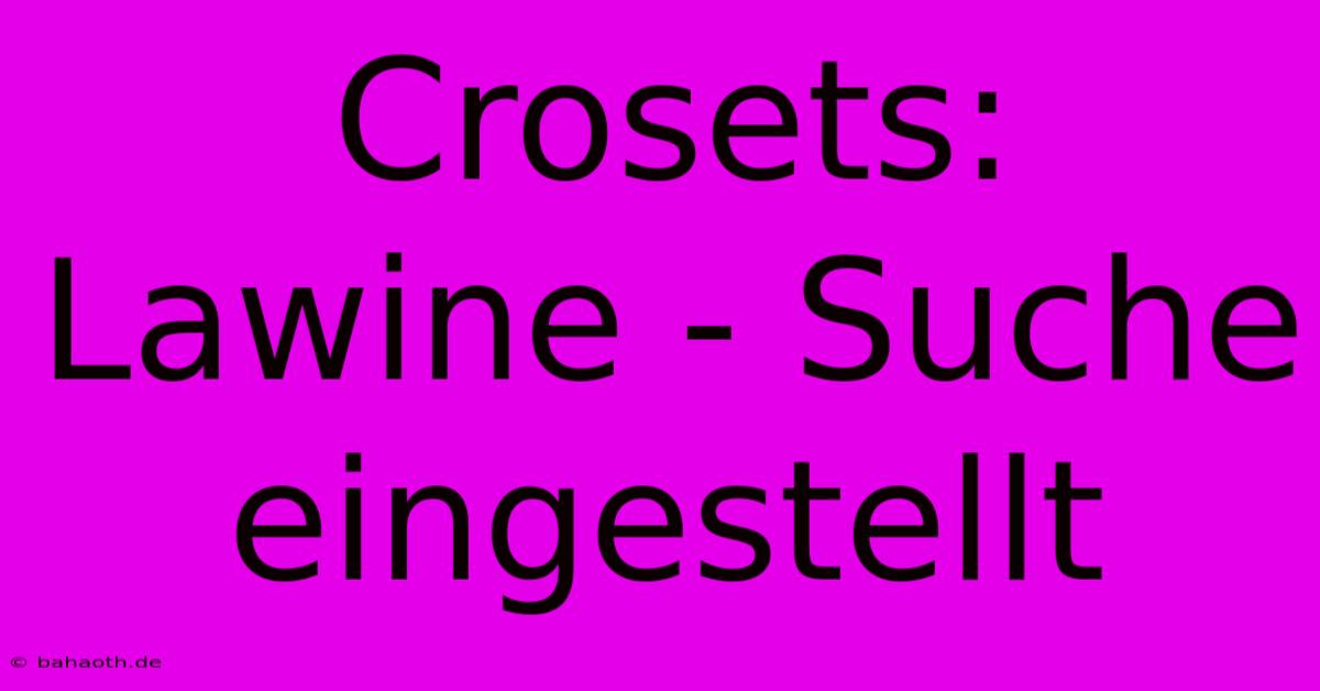 Crosets: Lawine - Suche Eingestellt