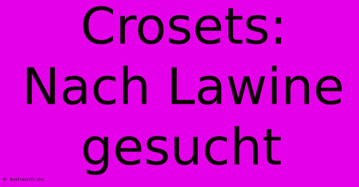 Crosets: Nach Lawine Gesucht