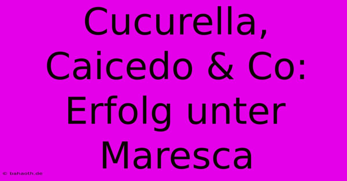 Cucurella, Caicedo & Co:  Erfolg Unter Maresca