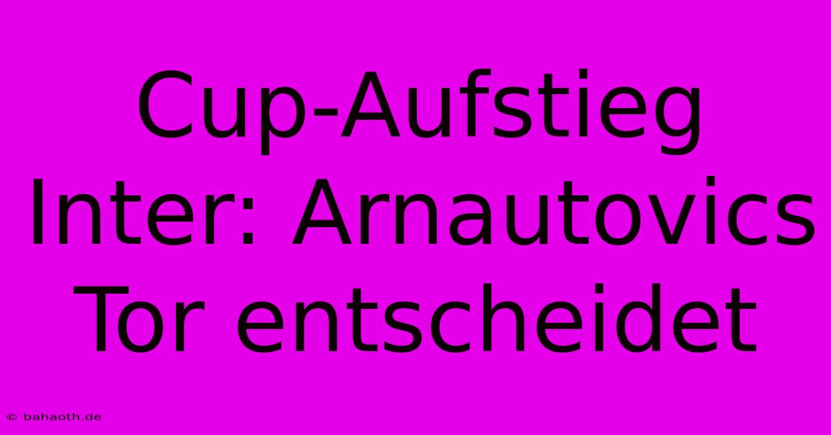 Cup-Aufstieg Inter: Arnautovics Tor Entscheidet