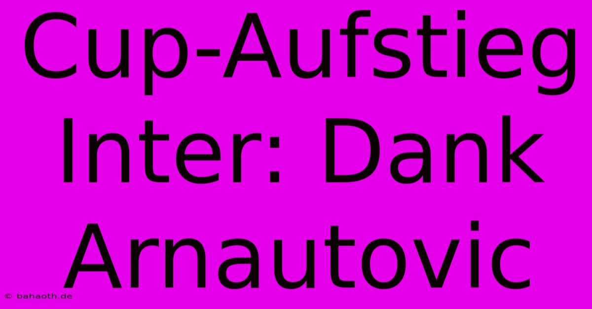 Cup-Aufstieg Inter: Dank Arnautovic