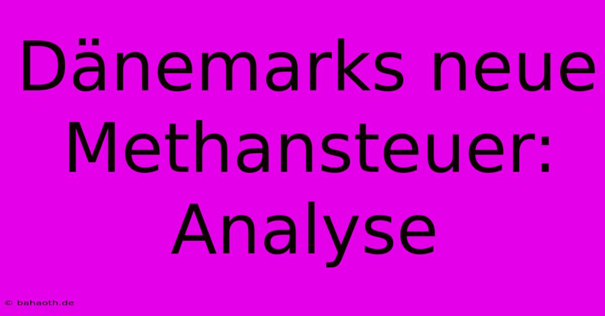 Dänemarks Neue Methansteuer: Analyse