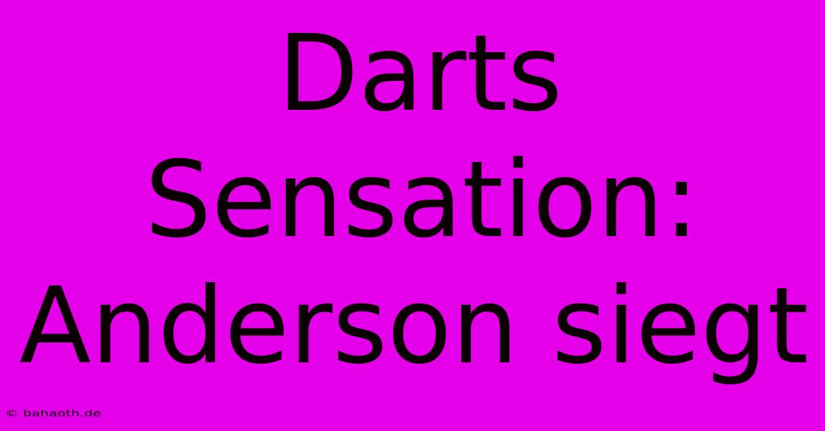 Darts Sensation: Anderson Siegt