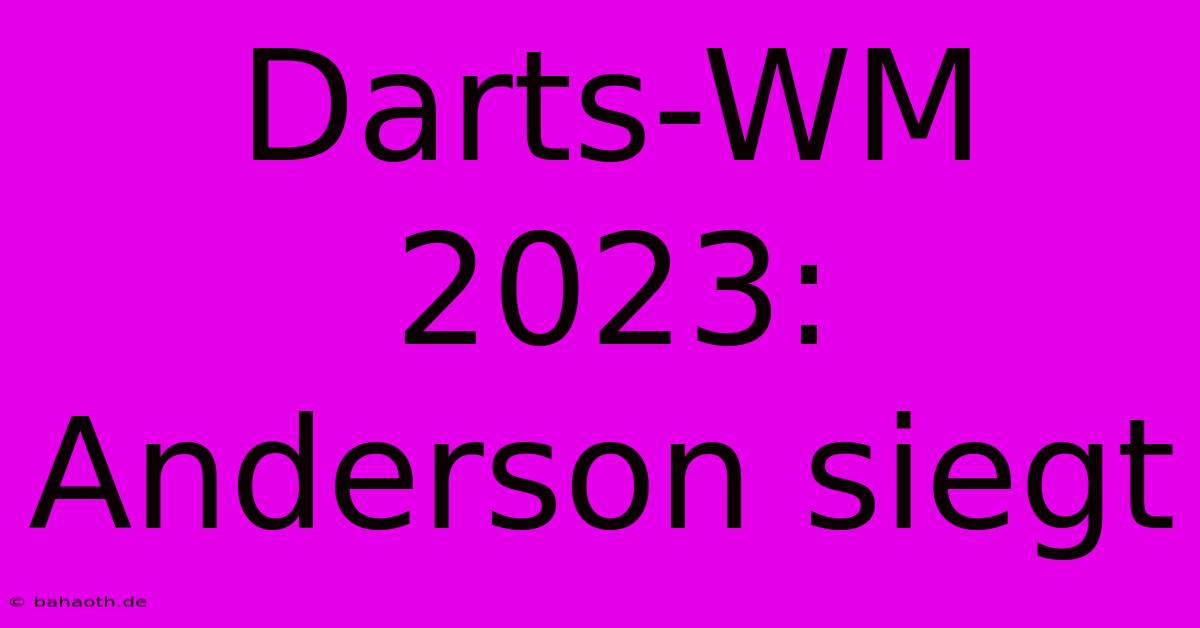 Darts-WM 2023: Anderson Siegt