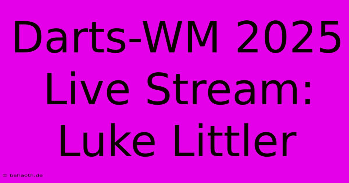 Darts-WM 2025 Live Stream: Luke Littler