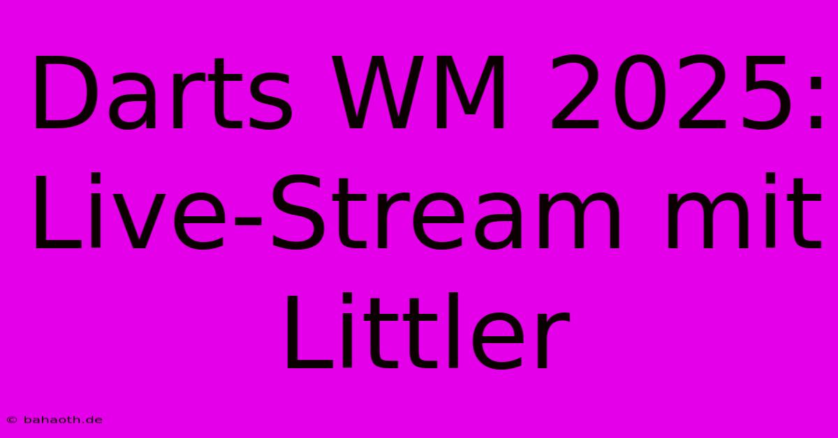 Darts WM 2025: Live-Stream Mit Littler