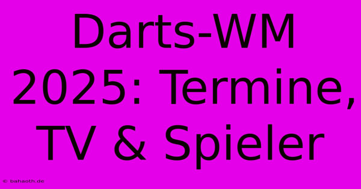 Darts-WM 2025: Termine, TV & Spieler