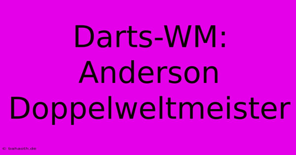 Darts-WM: Anderson Doppelweltmeister