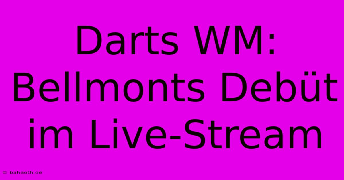 Darts WM: Bellmonts Debüt Im Live-Stream