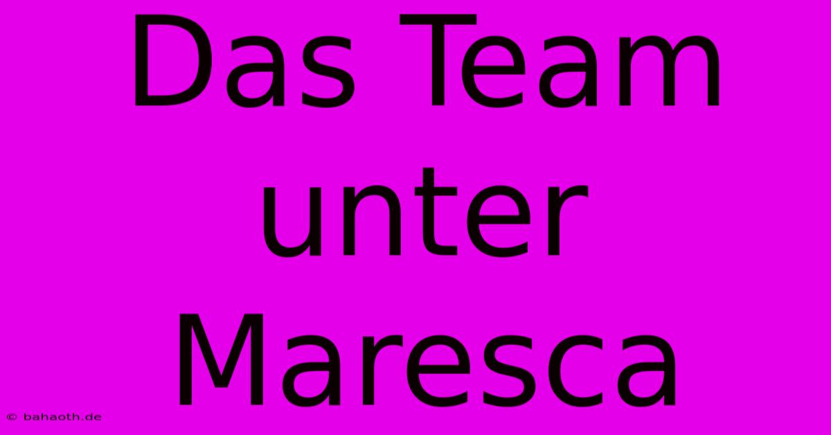 Das Team Unter Maresca