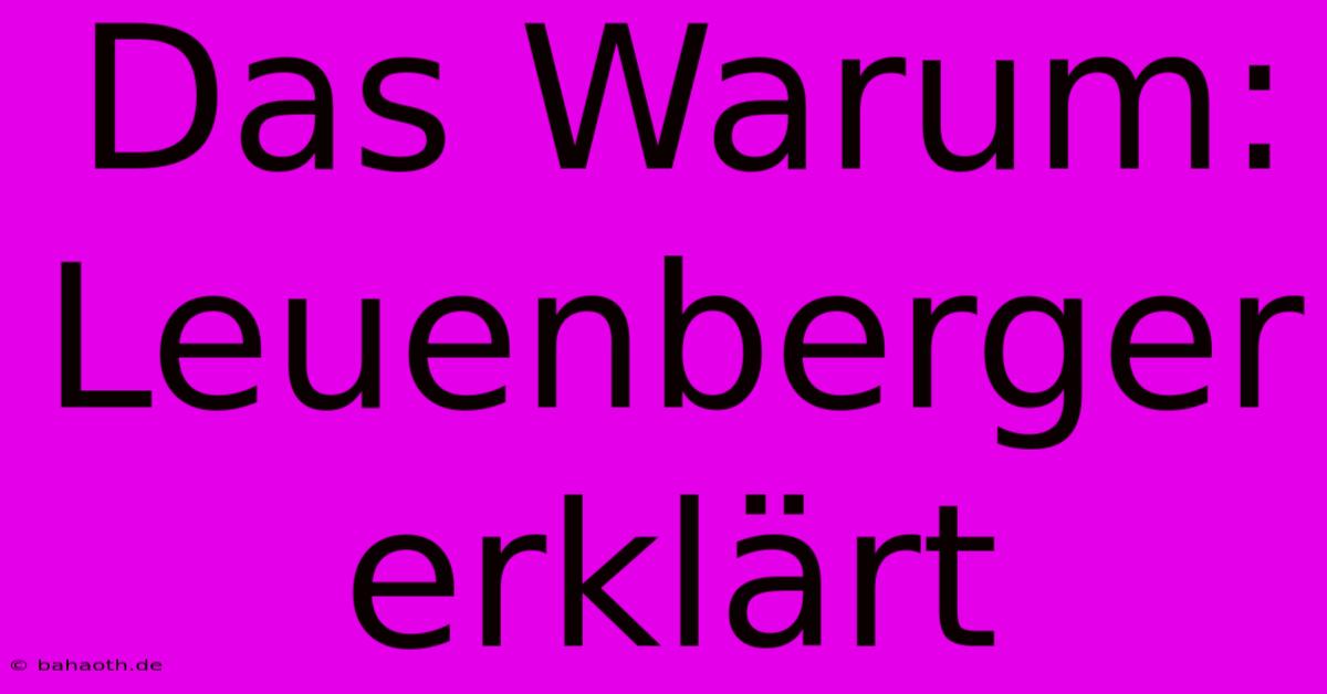 Das Warum: Leuenberger Erklärt