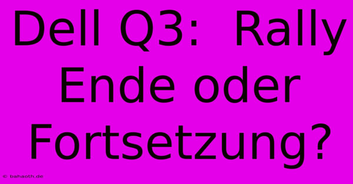 Dell Q3:  Rally Ende Oder Fortsetzung?