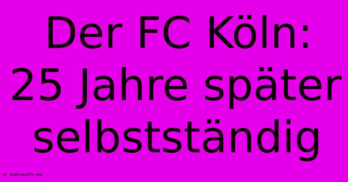 Der FC Köln: 25 Jahre Später Selbstständig