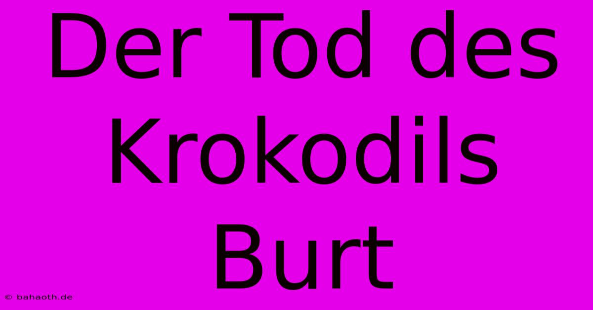 Der Tod Des Krokodils Burt