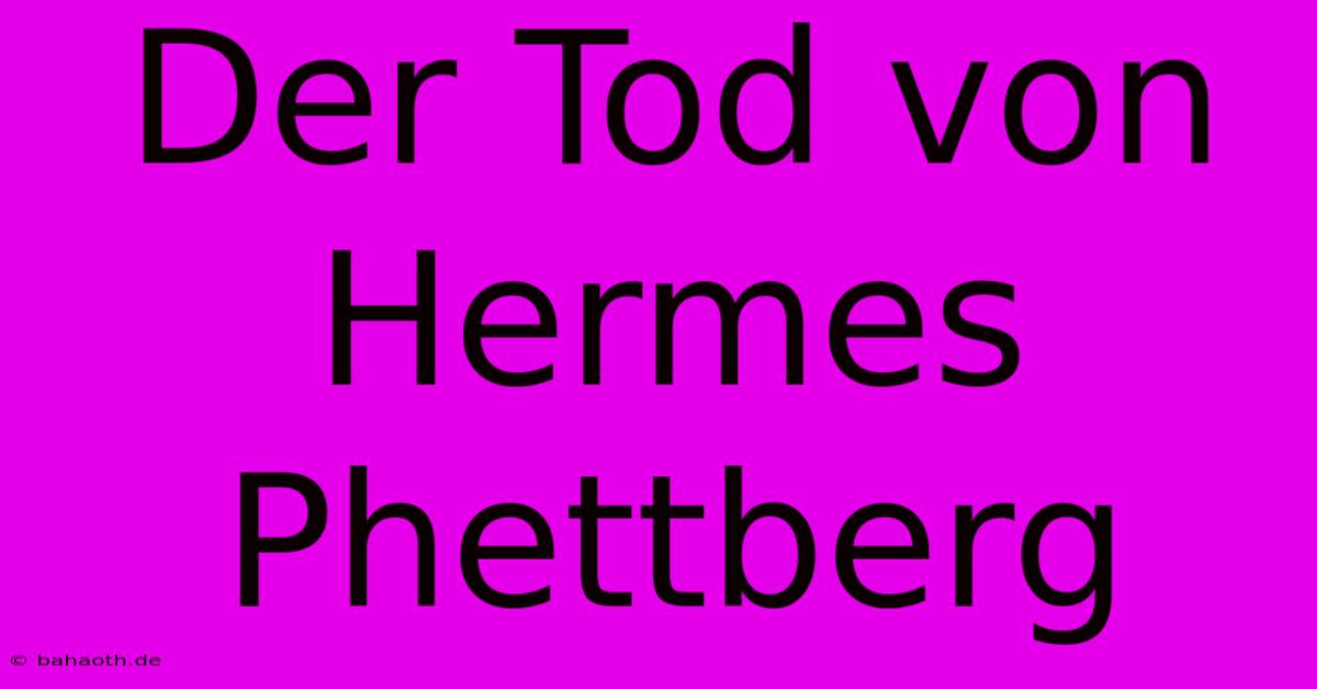 Der Tod Von Hermes Phettberg