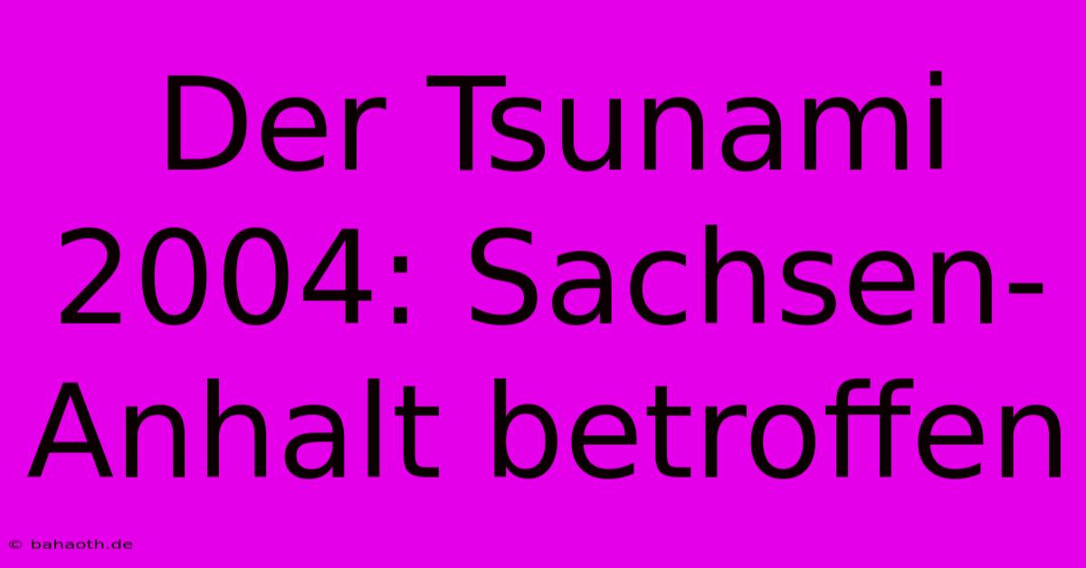 Der Tsunami 2004: Sachsen-Anhalt Betroffen