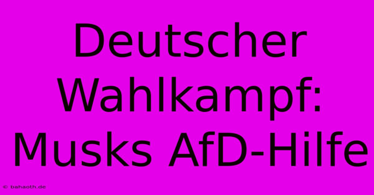 Deutscher Wahlkampf: Musks AfD-Hilfe