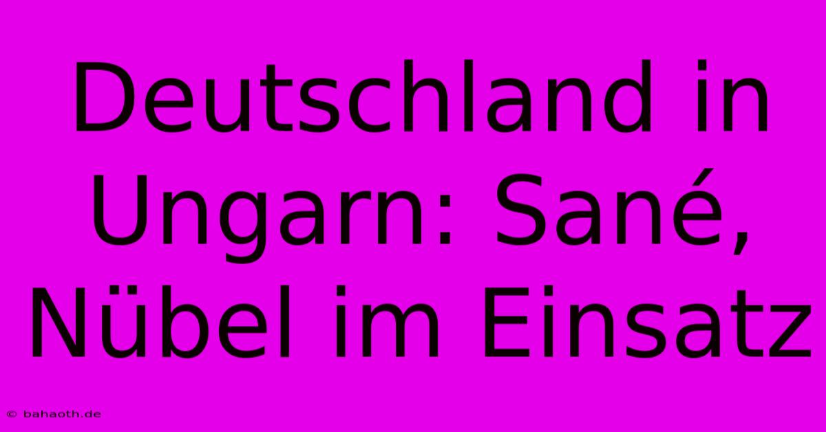 Deutschland In Ungarn: Sané, Nübel Im Einsatz