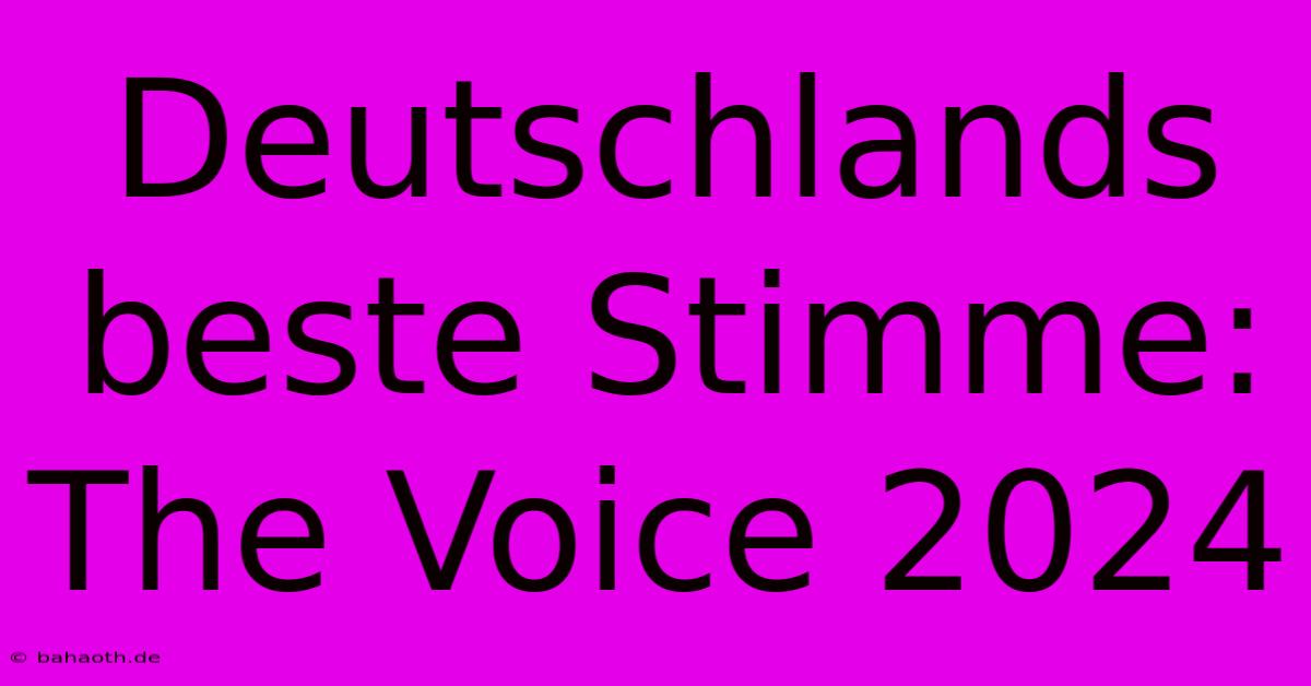 Deutschlands Beste Stimme: The Voice 2024