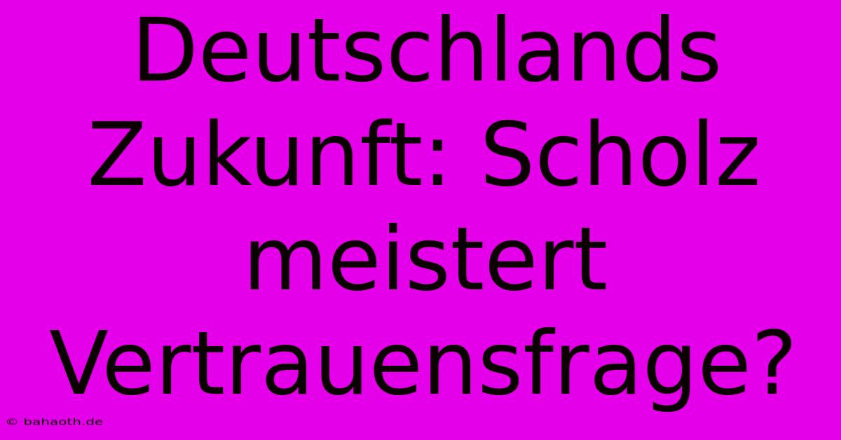 Deutschlands Zukunft: Scholz Meistert Vertrauensfrage?