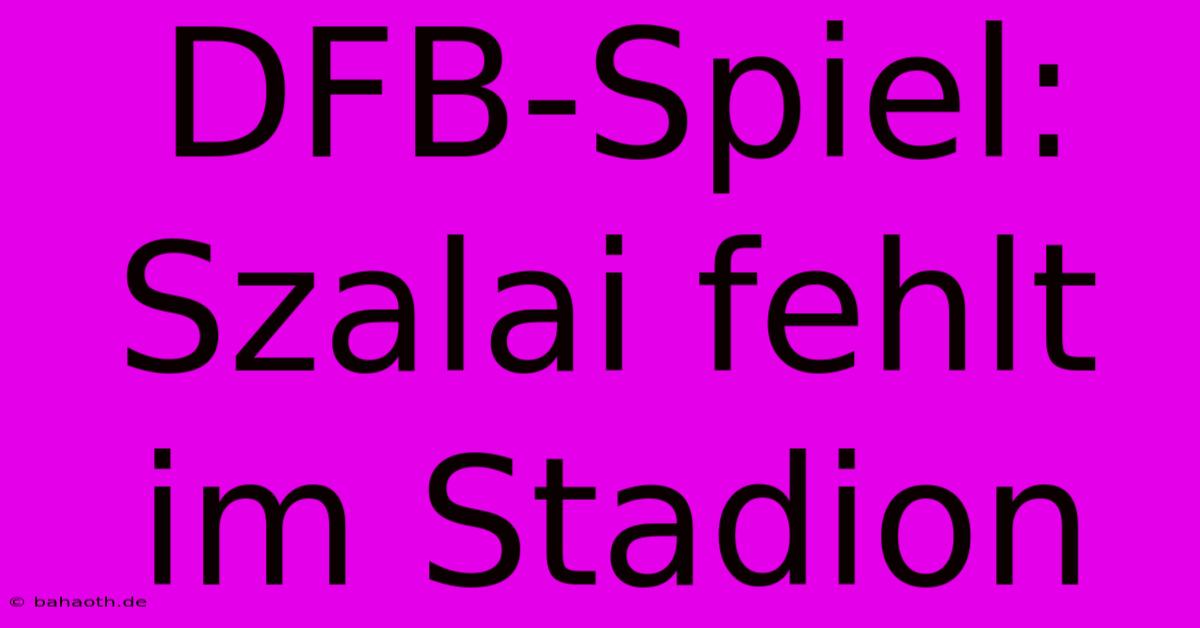 DFB-Spiel: Szalai Fehlt Im Stadion