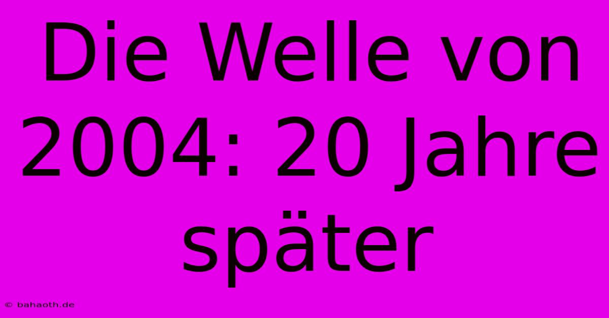 Die Welle Von 2004: 20 Jahre Später