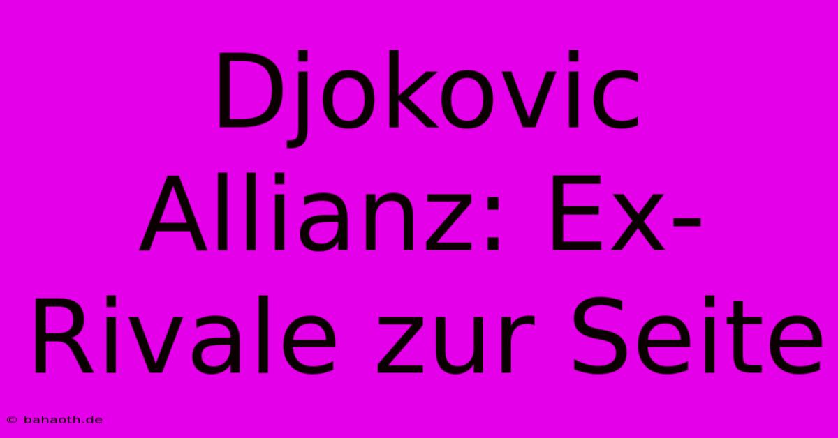 Djokovic Allianz: Ex-Rivale Zur Seite