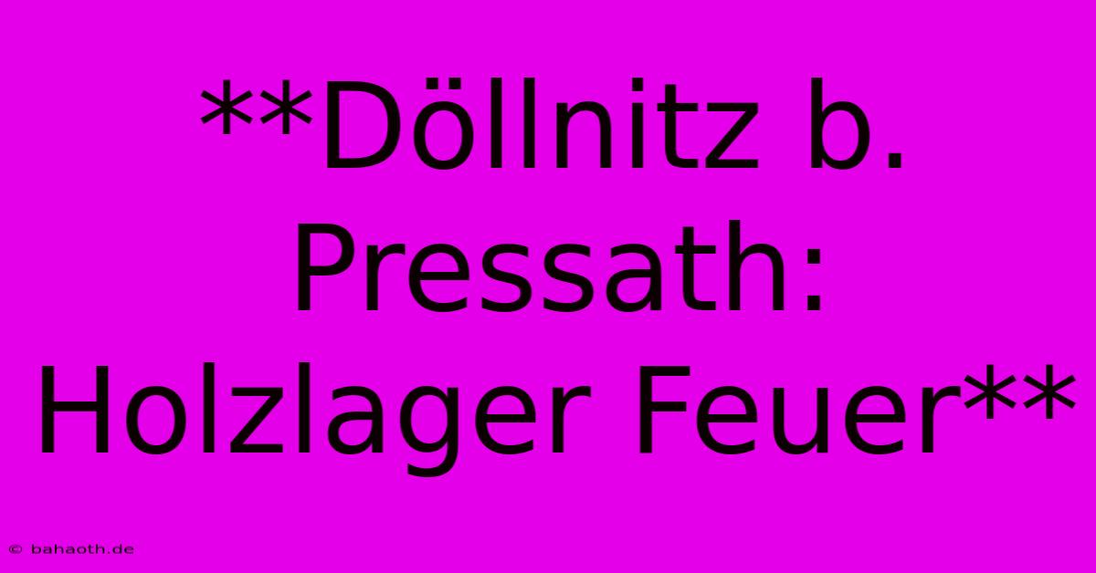 **Döllnitz B. Pressath: Holzlager Feuer**