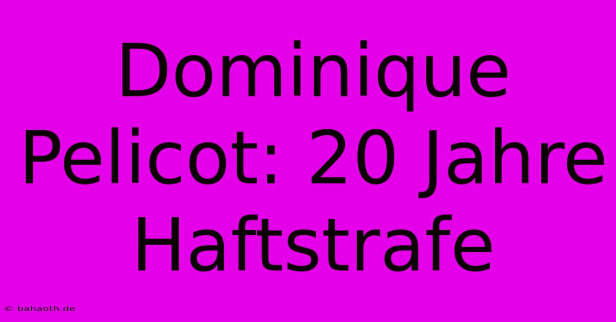 Dominique Pelicot: 20 Jahre Haftstrafe