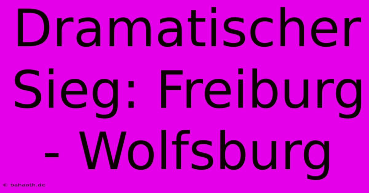 Dramatischer Sieg: Freiburg - Wolfsburg