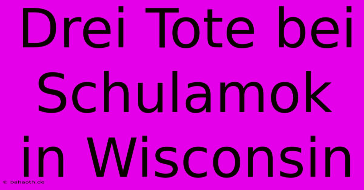 Drei Tote Bei Schulamok In Wisconsin