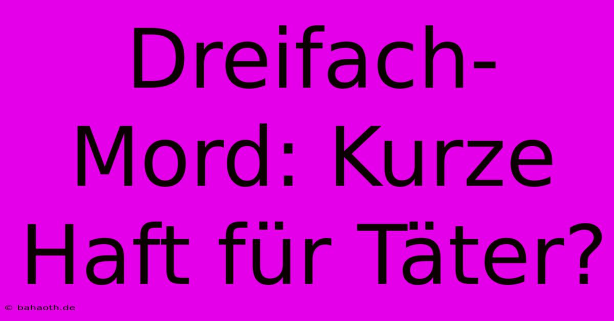 Dreifach-Mord: Kurze Haft Für Täter?