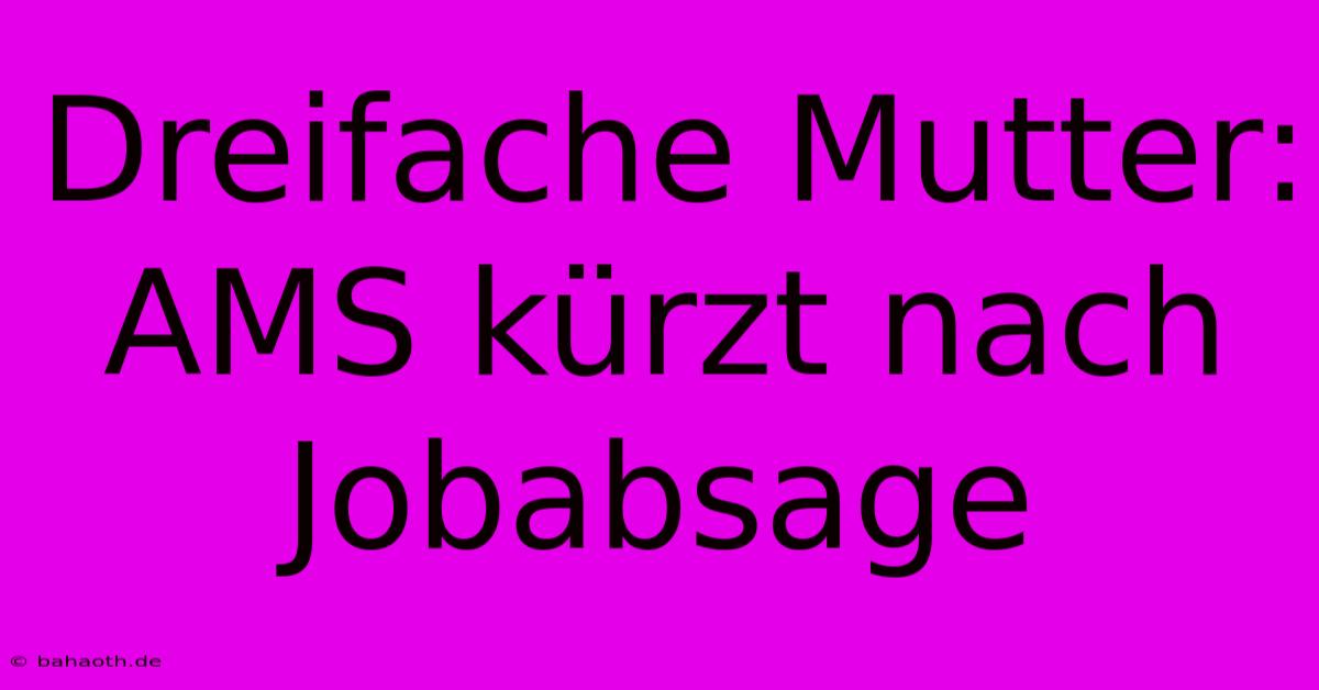 Dreifache Mutter: AMS Kürzt Nach Jobabsage