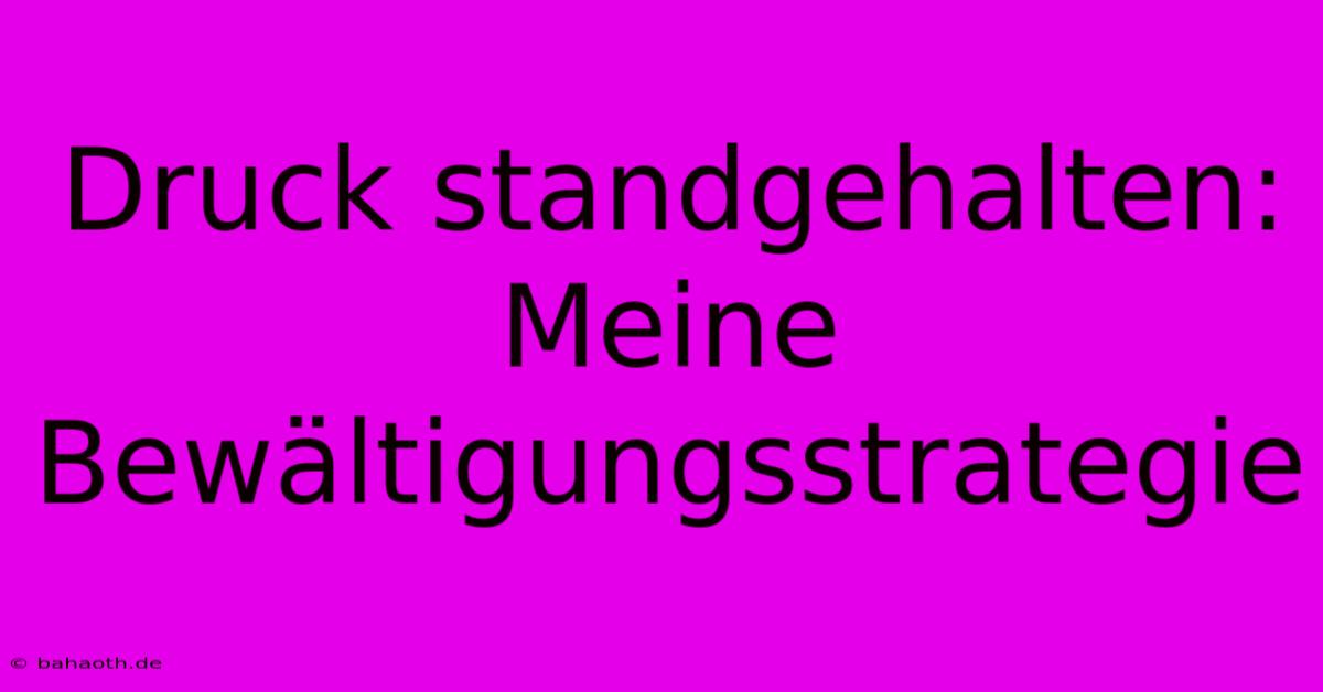 Druck Standgehalten:  Meine Bewältigungsstrategie