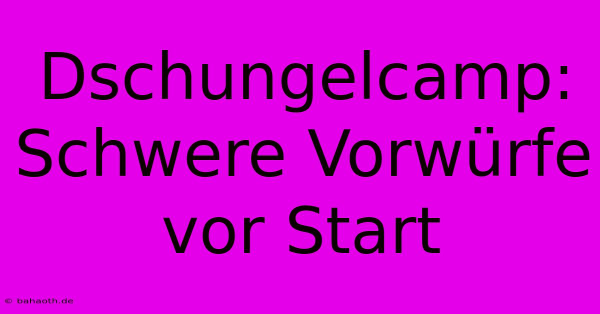 Dschungelcamp: Schwere Vorwürfe Vor Start