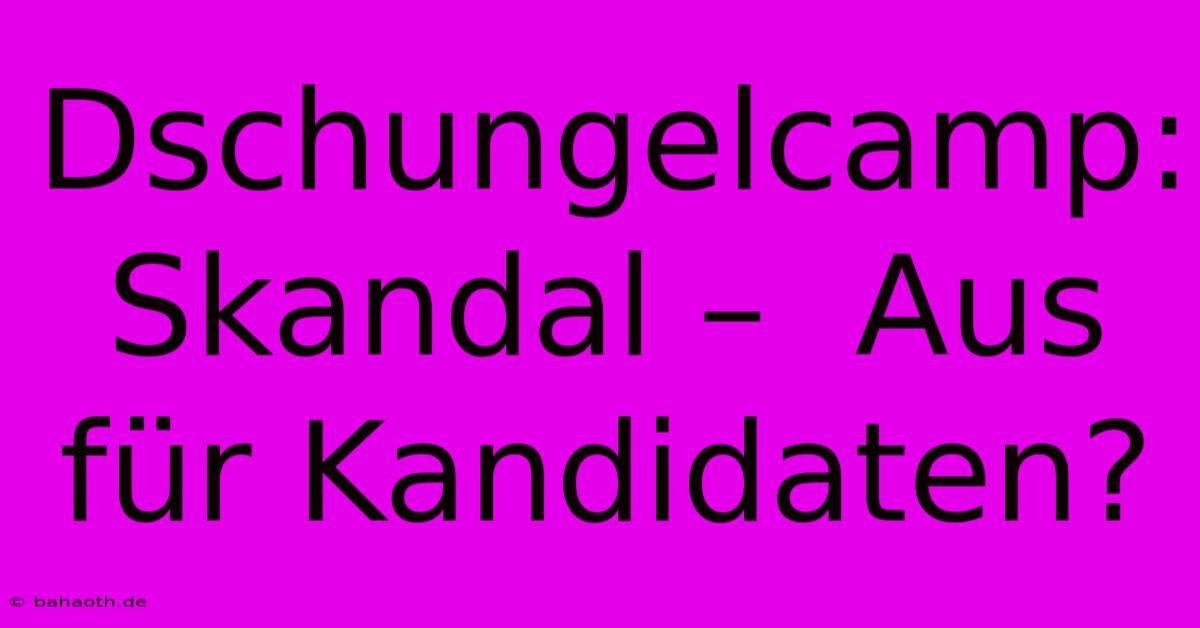 Dschungelcamp:  Skandal –  Aus Für Kandidaten?