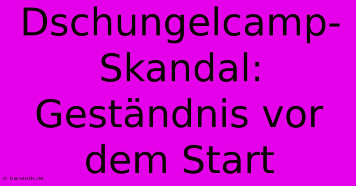 Dschungelcamp-Skandal: Geständnis Vor Dem Start