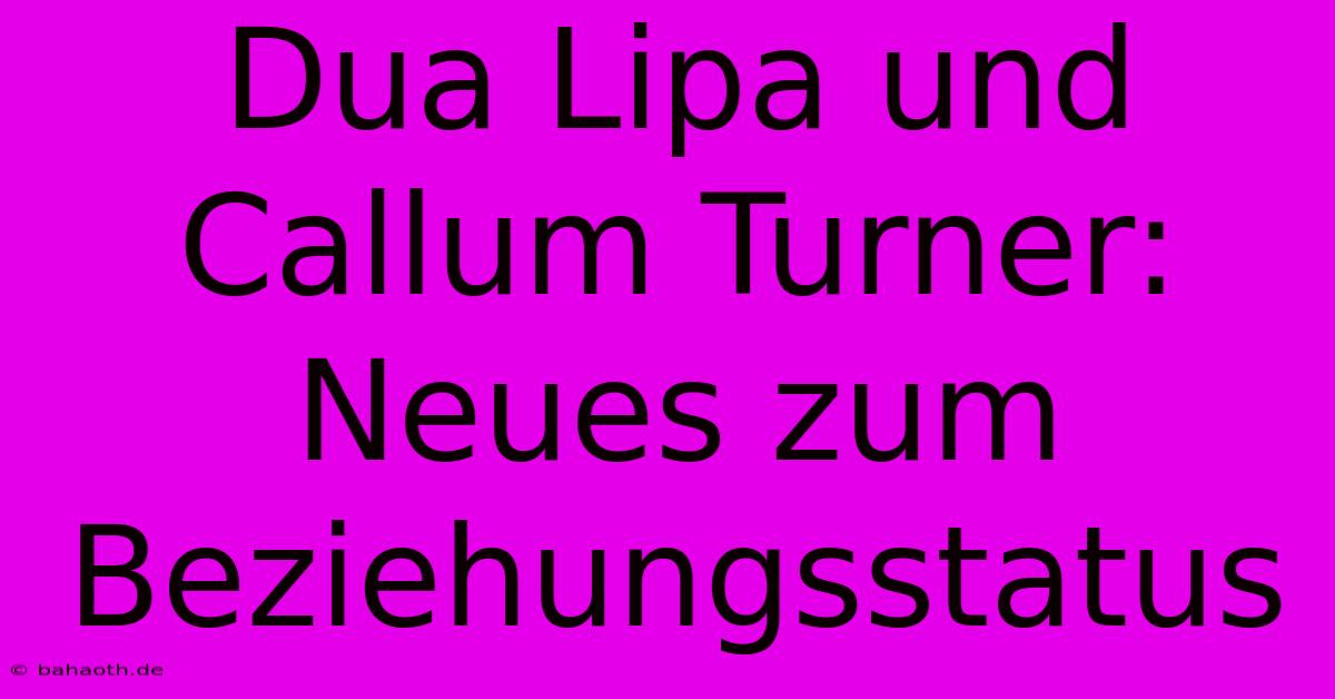 Dua Lipa Und Callum Turner: Neues Zum Beziehungsstatus