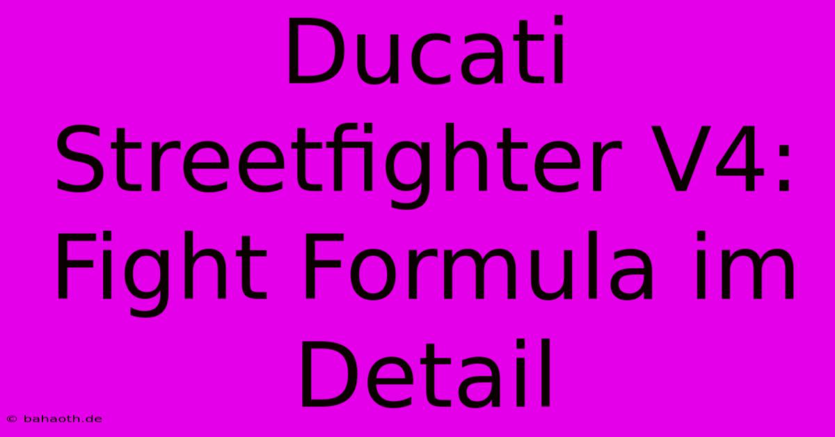 Ducati Streetfighter V4: Fight Formula Im Detail