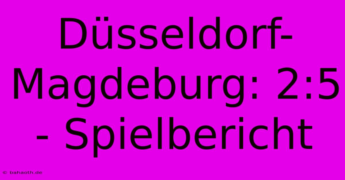 Düsseldorf-Magdeburg: 2:5 - Spielbericht